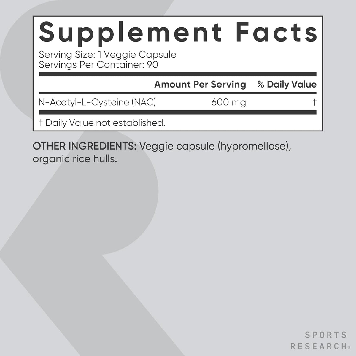 Sports Research Vegan NAC Supplement (N-Acetyl Cysteine) 600 Mg - Supports Antioxidant Activity - NAC 600 Mg - Non-Gmo - 90 Capsules for Adults Daily Use