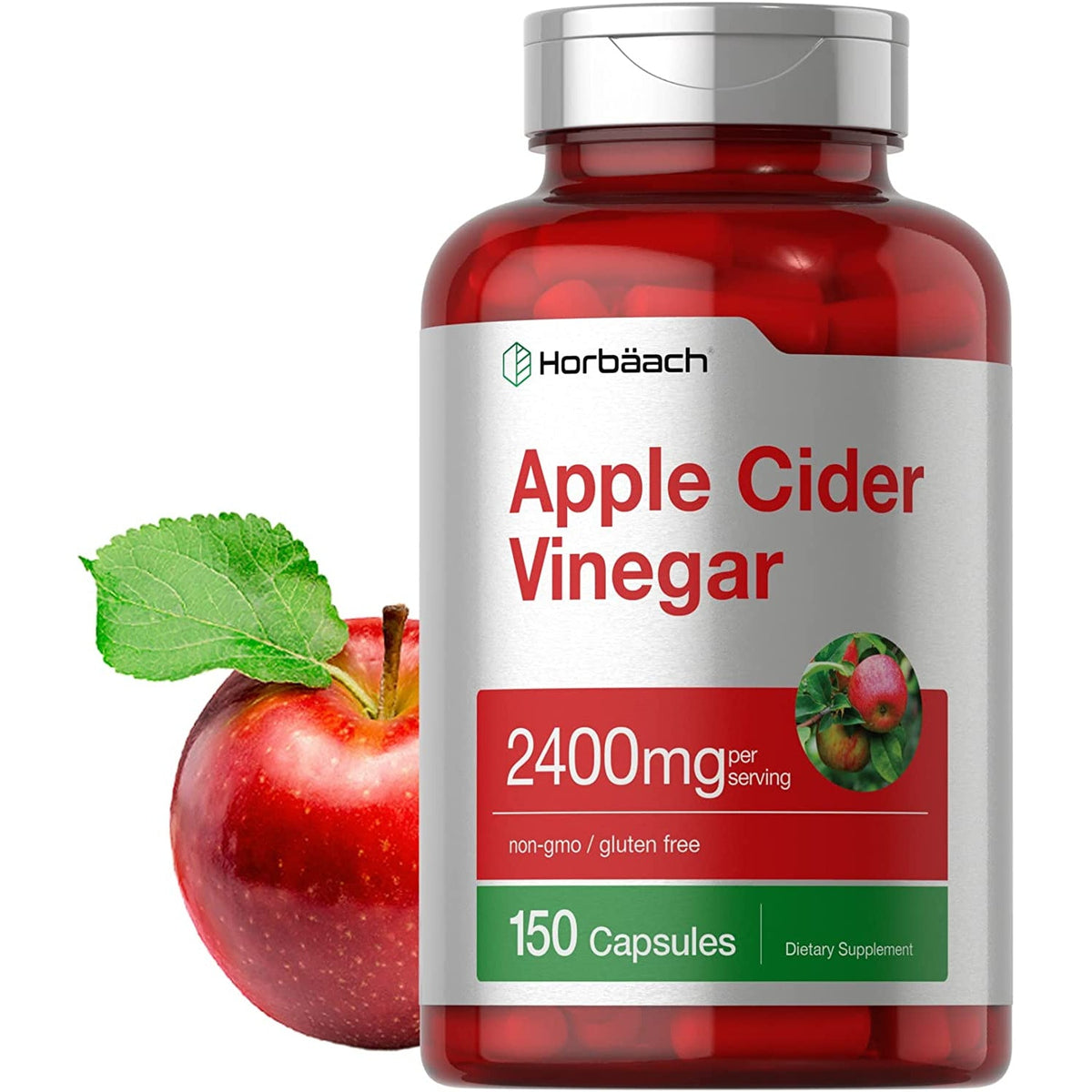 Horbäach Apple Cider Vinegar Capsules | 2400Mg | 150 Count | Non-Gmo, Gluten Free Supplement