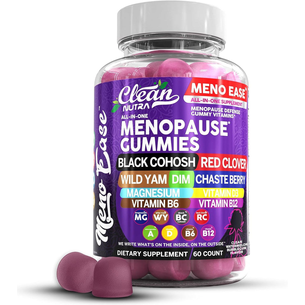 Menopause Supplement for Women Gummies with Black Cohosh, Wild Yam, DIM, Magnesium, Red Clover Chasteberry for Hormone Balance Relief Night Sweats Mood plus Bergamot, Vitamin D3, Vitamin B6 B12