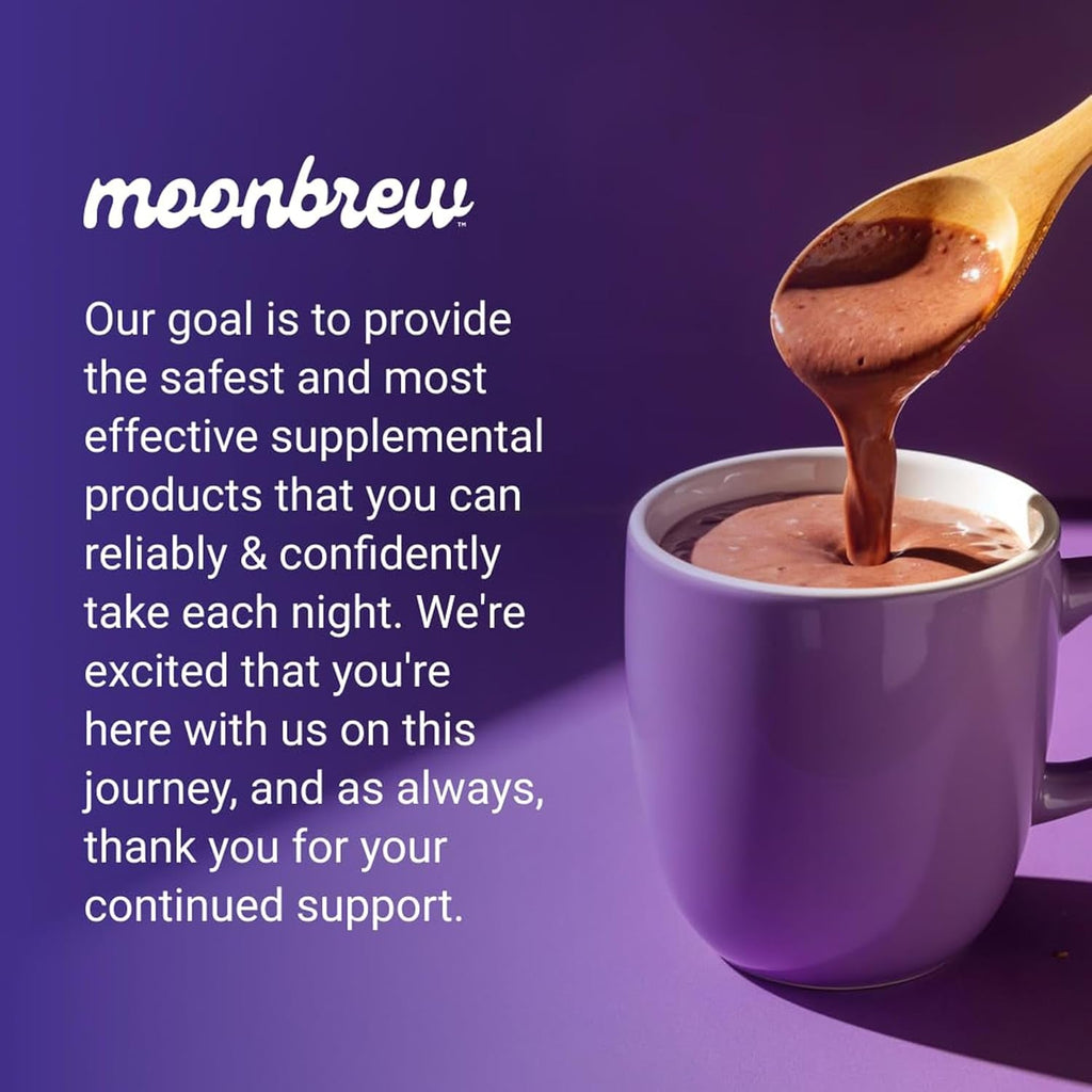 Moonbrew Magnesium Hot Cocoa Sleep Aid - Melatonin-Free Nighttime Drink Mix with Zinc Glycinate & Taurate - Sugar-Free Sleepy Hot Chocolate for Relaxation, Stress & Deep Rest - 25 Servings