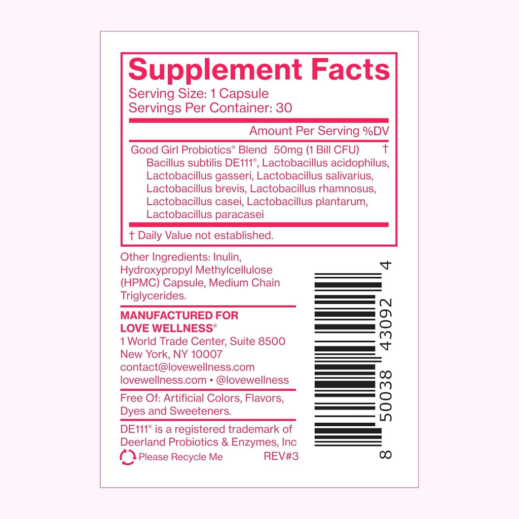 Love Wellness Good Girl Probiotics and Healthy V Vitamin | Womens Wellness Duo | Womens Probiotics Supplements for Ph Balance and Vaginal Health
