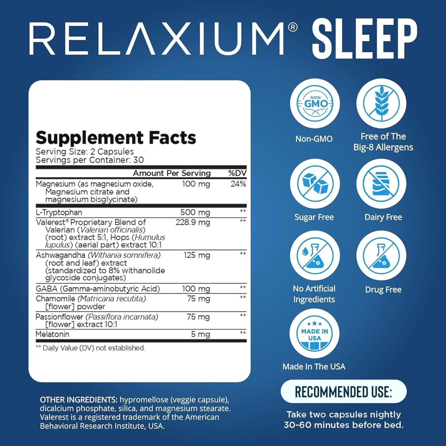 Relaxium Sleep Aid for Adults– Professional Strength Formula | 5Mg Melatonin, Magnesium Glycinate, Valerest & Ashwagandha | Non-Habit Forming Sleep Support | 30-Day Supply
