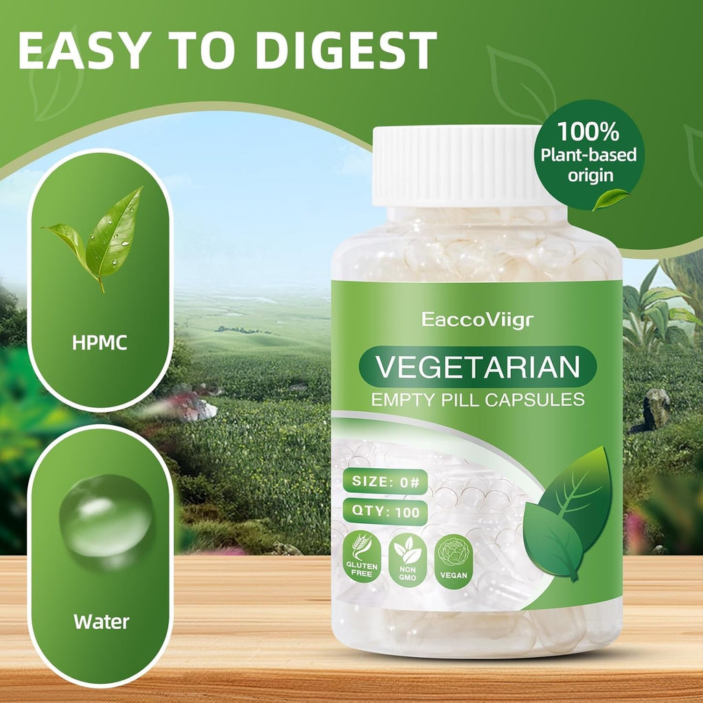 Size 0 Empty Capsules - 100 Count Clear Empty Pill Capsules with Capsule Filling Kit, Fillable Vegan Vegetarian Capsule Empty for Vitamins, Easy for DIY Supplements