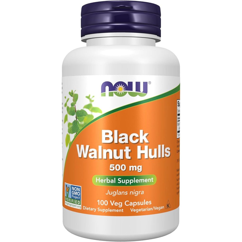 NOW Foods Supplements, Black Walnut Hulls (Juglans Nigra) 500 Mg, Herbal Supplement, 100 Veg Capsules