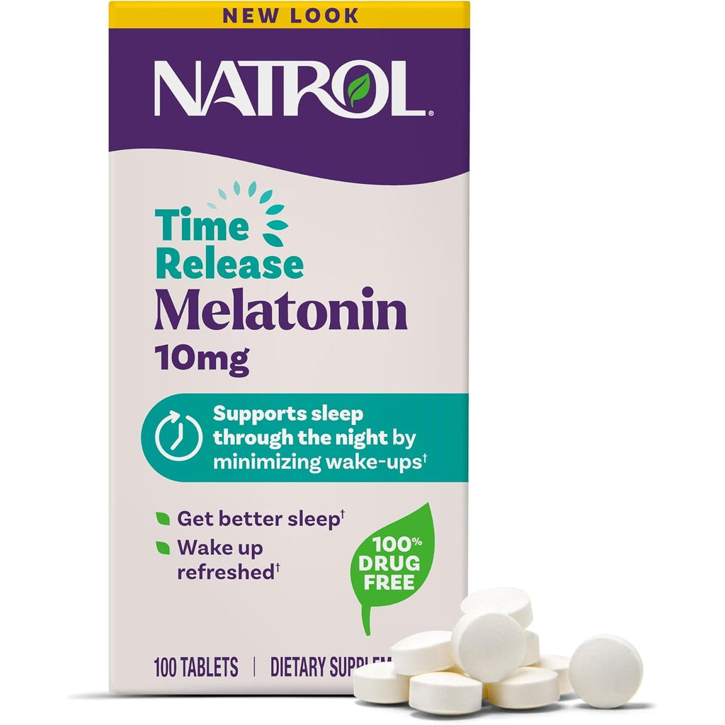 Natrol Melatonin 10Mg Time Release Tablets, Sleep Dietary Supplement for Restful Sleep, 100 Melatonin Time Release Tablets, 100 Servings