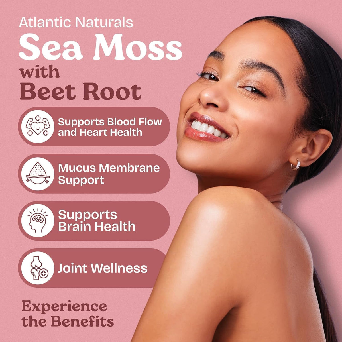 Atlantic Naturals Sea Moss with Beet Root Capsules - Premium Quality Multivitamin Supplement - Sea Moss Superfood to Support Immune Health, Blood Flow, Joint Health & Athletic Performance - 120 Ct