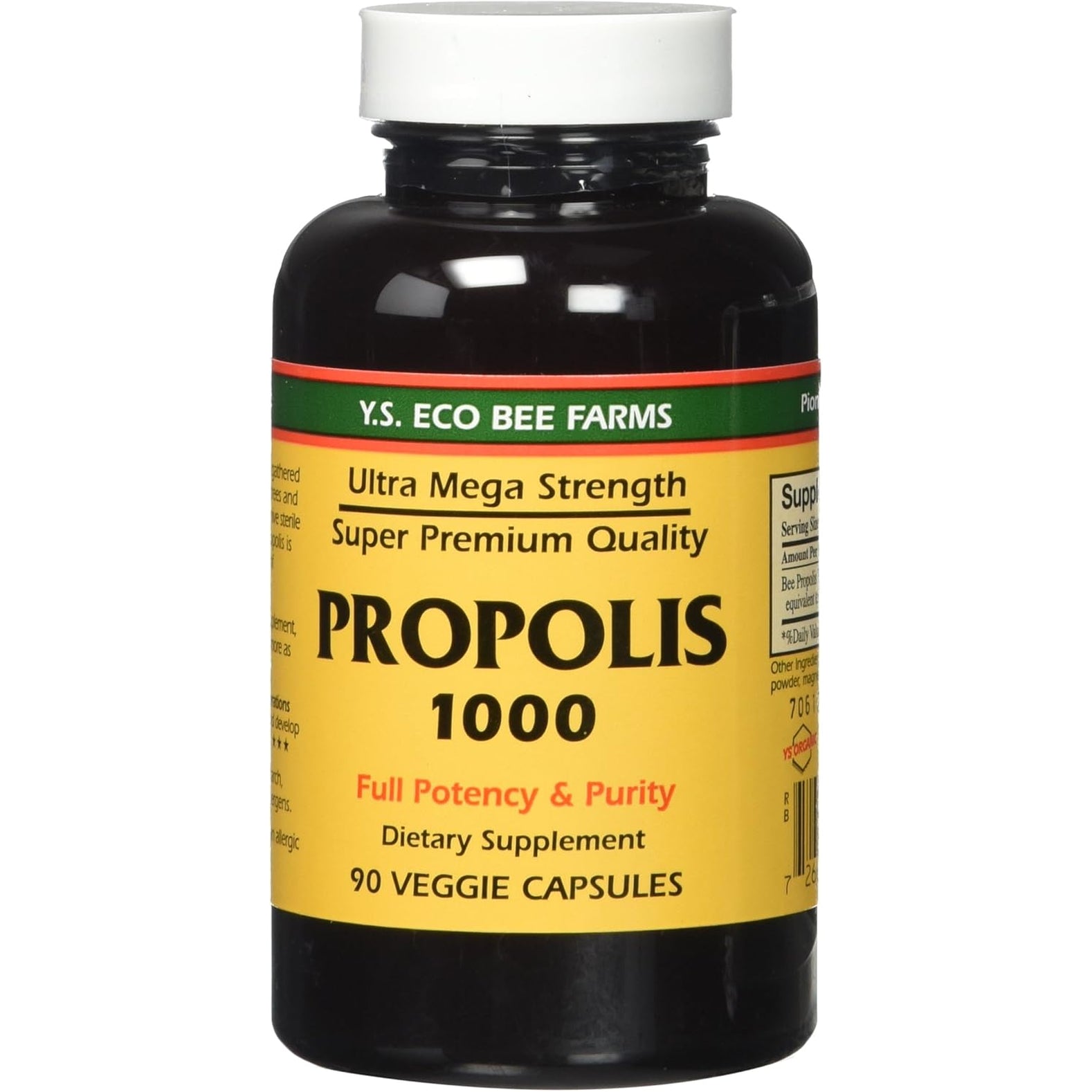 Propolis-Raw Unprocessed 1000Mg Y.S. Organic Bee Farms 90 Caps