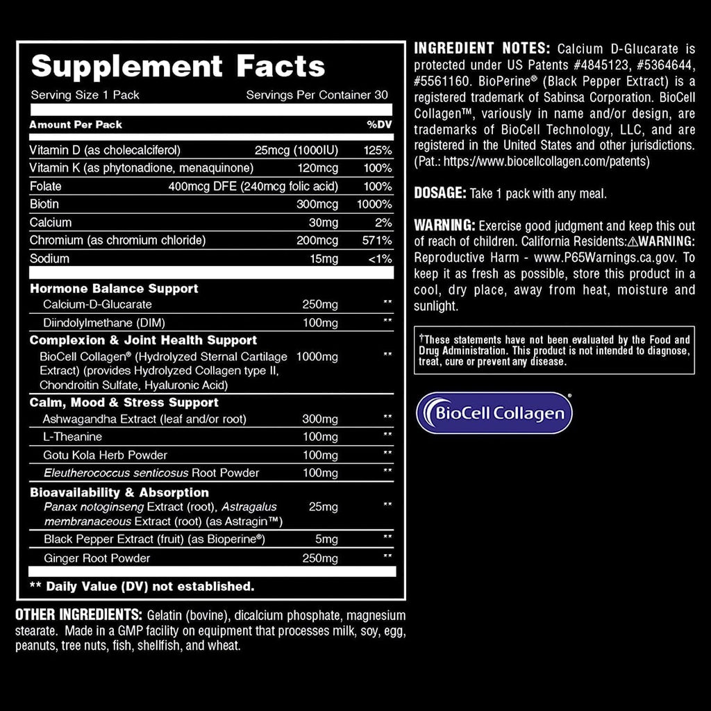 Animal Power Balance – Women'S Alpha F Comprehensive Formula – Supports Hormonal Balance, Complexion, Hair, Nails, Mood and Stress, Intestinal Health, & Bone and Joint Health – 30 Packs