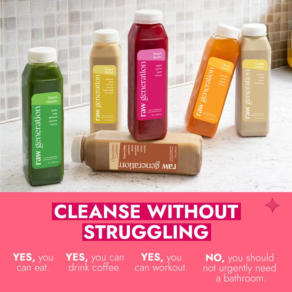 Raw Generation Protein Juice Cleanse (10-Day) – Juice & Smoothie Cleanse for Lean Muscle and Weight Loss | Workout Support, Reduced Bloating & Energy Boost