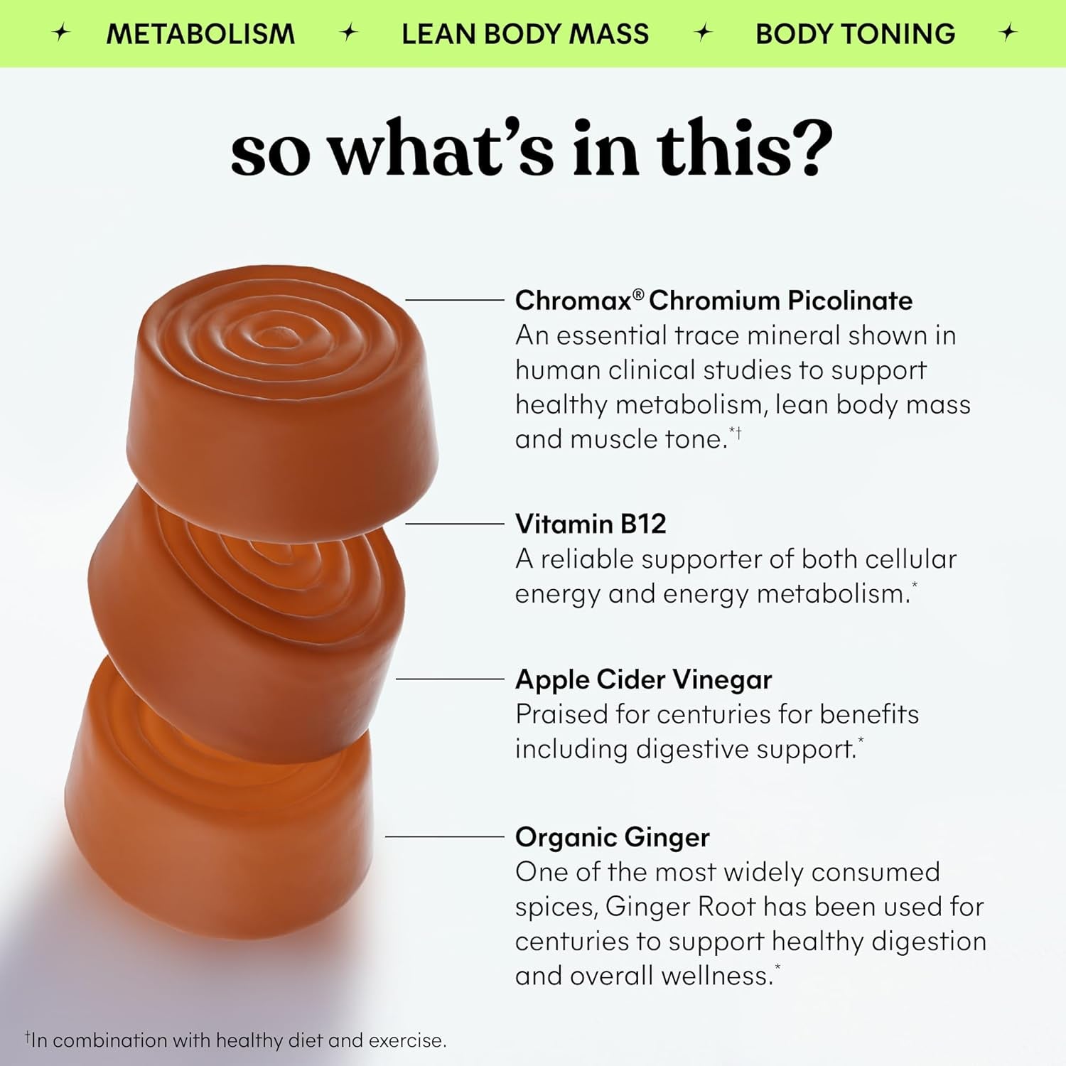 Lemme Tone Metabolism & Body Toning Gummies with Apple Cider Vinegar, Clinically Studied Chromium & B12, Blood Sugar & Weight Management Support, Watermelon Apple Flavor, 60 Count, 30-Day Supply