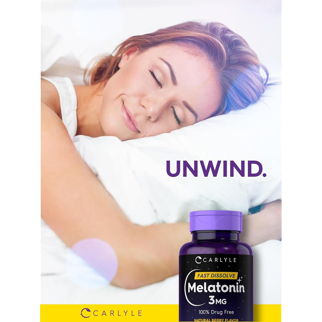 Carlyle Melatonin 3Mg Fast Dissolve Tablets | 250 Count | Low Dose and Drug Free | Vegan, Non-Gmo, Gluten Free