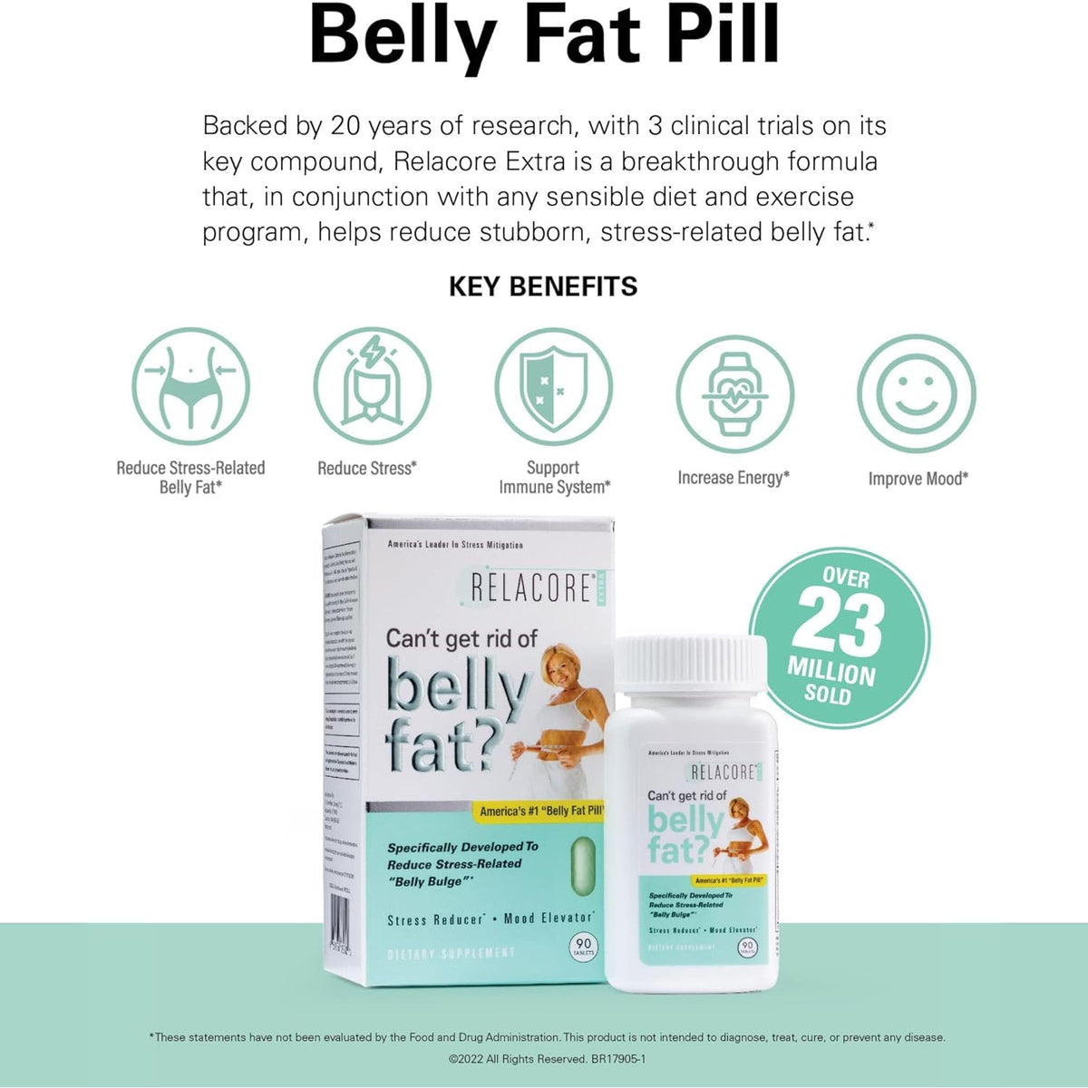 Relacore Extra Maximum Strength - Cortisol Supplements for Women - Reduce Cortisol Related Belly Fat - Stress Relief Supplement - Calm Mind - Improved Mood - 90 Count