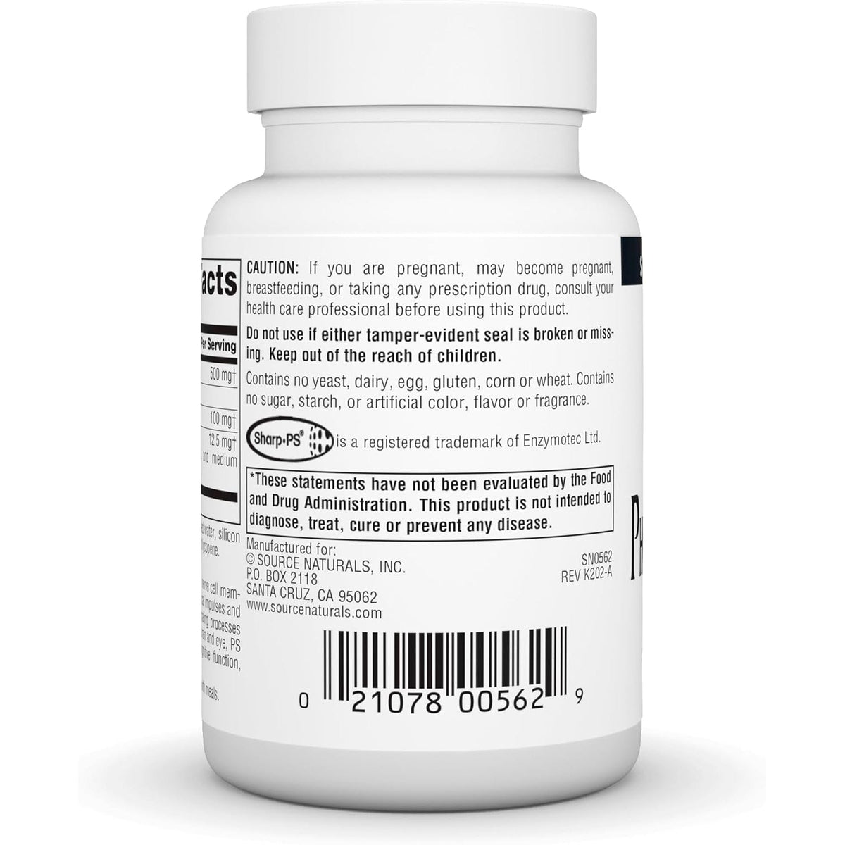 Source Naturals Phosphatidyl Serine Complex Stablilized Enzyme Supplement 500Mg - 100% Pure - 60 Softgels