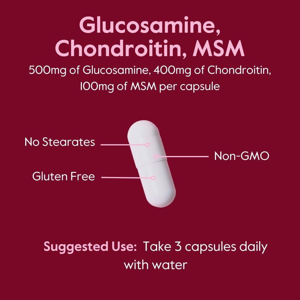 BESTVITE Glucosamine Chondroitin MSM 500/400/100 per Capsule (240 Capsules) with Patented Optimsm - Maximum Strength Formula for Joint Support - No Stearates - Gluten Free - Non GMO