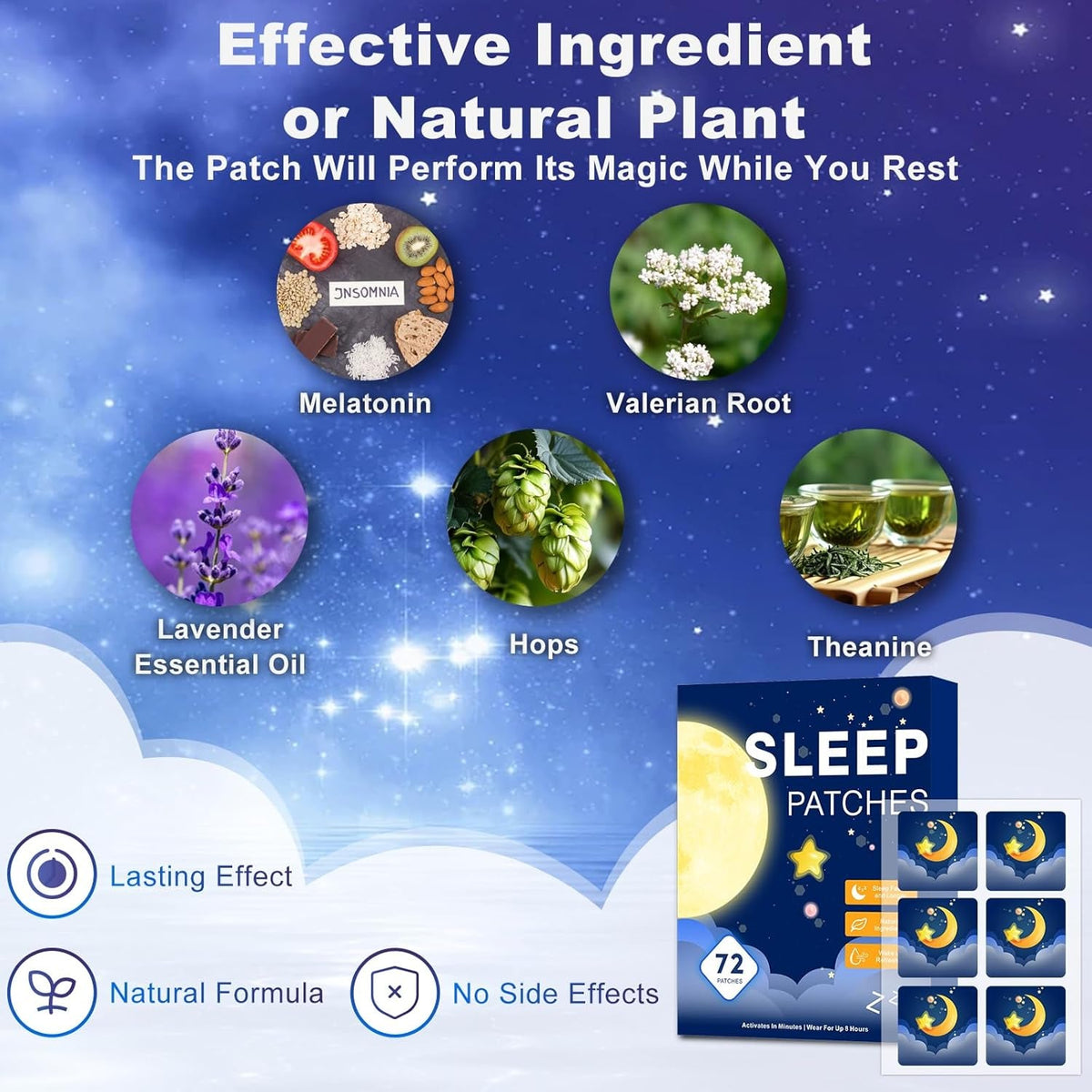 Sleep Patches for Adults Extra Strength, Sleep Patch with Melatonin & Valerian, All-Natural Deep Sleep Support Patches