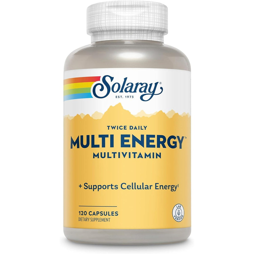 SOLARAY Twice Daily Multi Energy Multivitamin, Iron Free | Complete Multi for Immune & Energy Support | Non-Gmo | 120Ct (60 Serv, 120 CT)