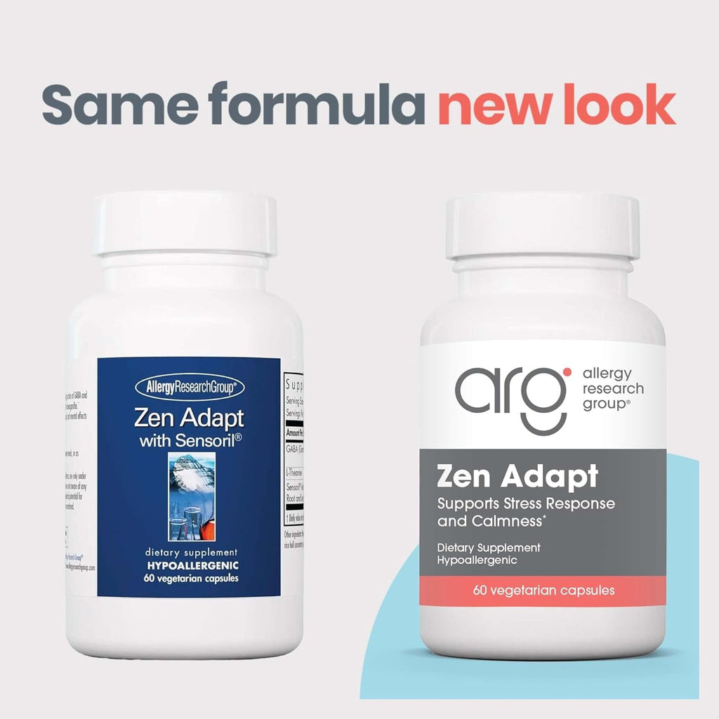 ARG Zen Adapt - 200 Mg L-Theanine, 125 Mg Ashwagandha & 550 Mg GABA - Supports Stress Response and Calmness - Vegetarian Capsules - Hypoallergenic Formula - 30 Servings - 60 Capsules