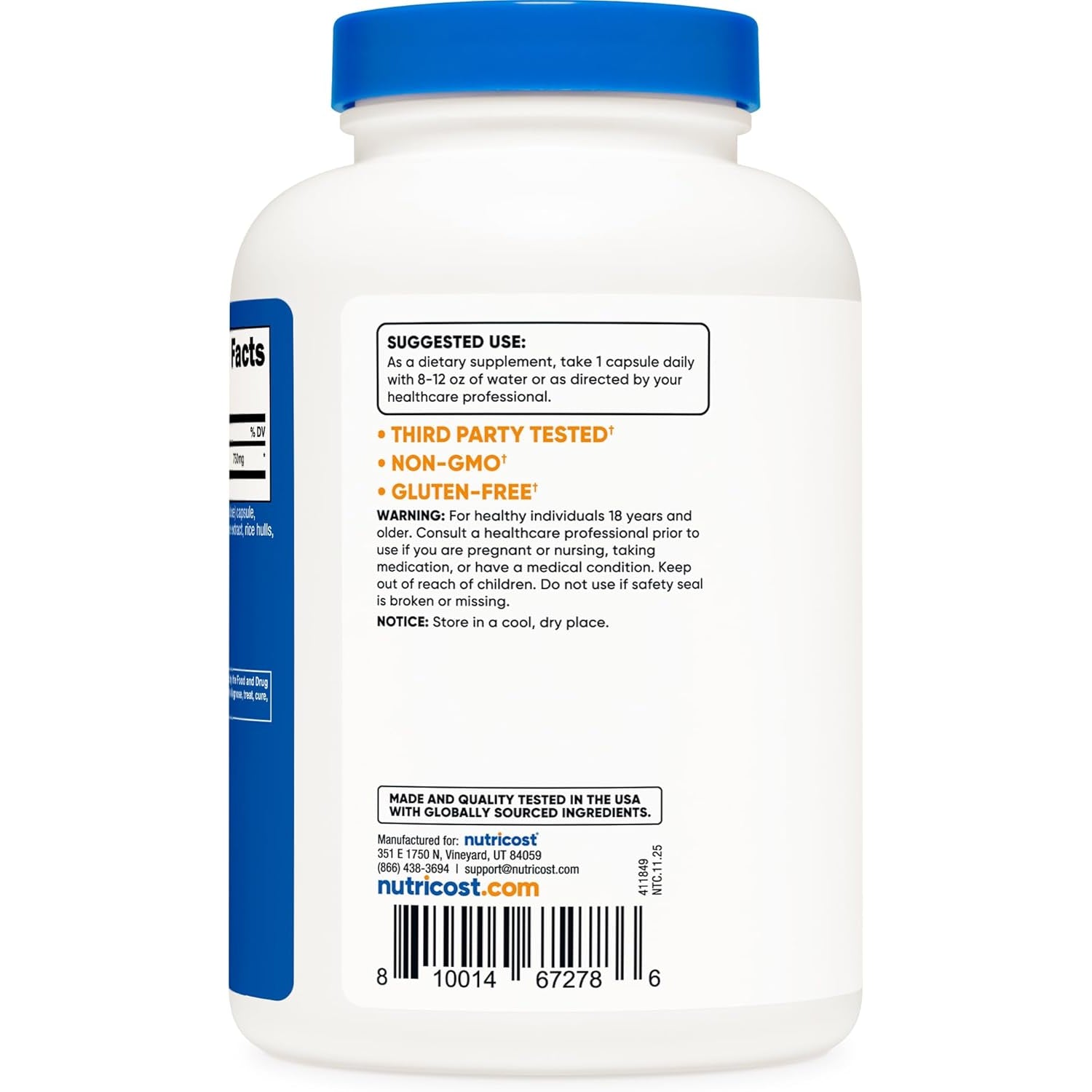 Nutricost GABA (Gamma Aminobutyric Acid) 750Mg, 240 Capsules, 240 Servings - Non-Gmo, Gluten Free