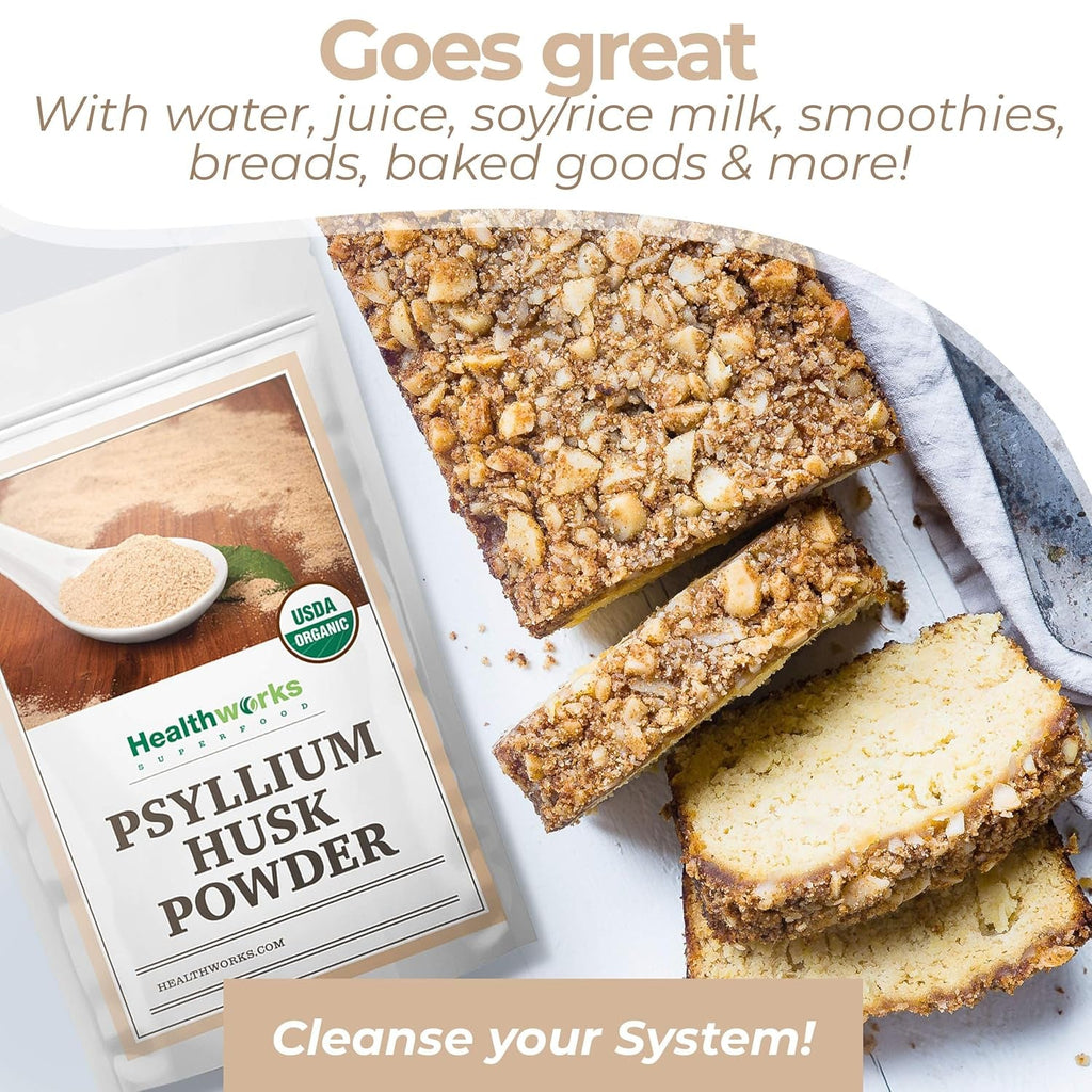 Healthworks Superfoods Organic Psyllium Husk Powder - 32 Oz / 2 Lbs - Raw - Certified Organic - Finely Ground Powder from India - Keto, Vegan & Non-Gmo - Fiber Support