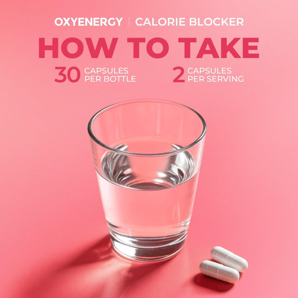 Oxyenergy Calorie Blocker 6-In-1 Natural Weight Loss Supplement for Women & Men, with Garcinia Cambogia,Gymnema Sylvestre & Bergamot,Boosts Metabolism,Suppresses Fat Synthesis & Appetite,30 Capsules
