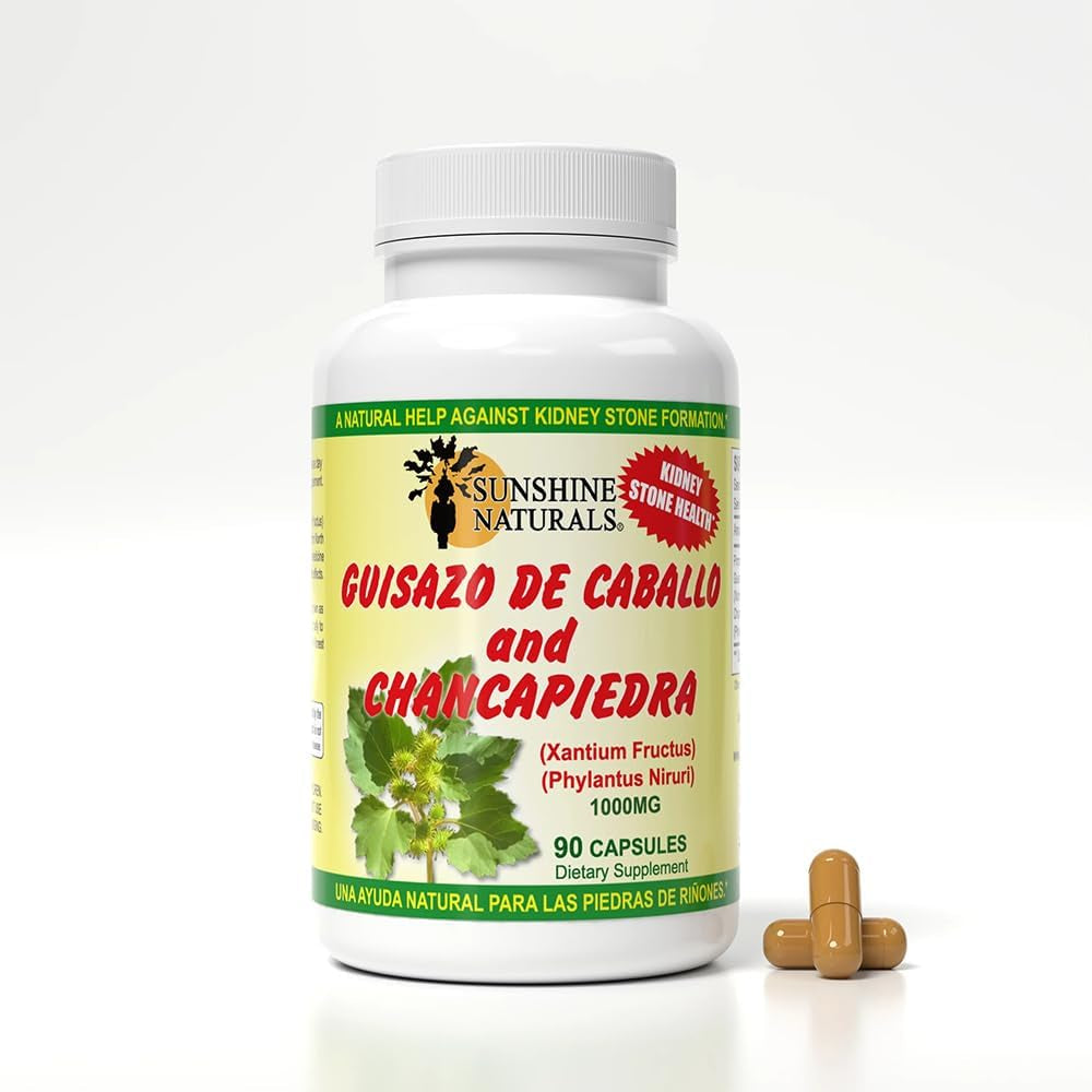 Sunshine Naturals Chanca Piedra with Guisazo De Caballo, Traditional Stone Breaker Herb, Kidney and Urinary Tract Support Supplement, 1000 Mg Proprietary Blend, 90 Capsules