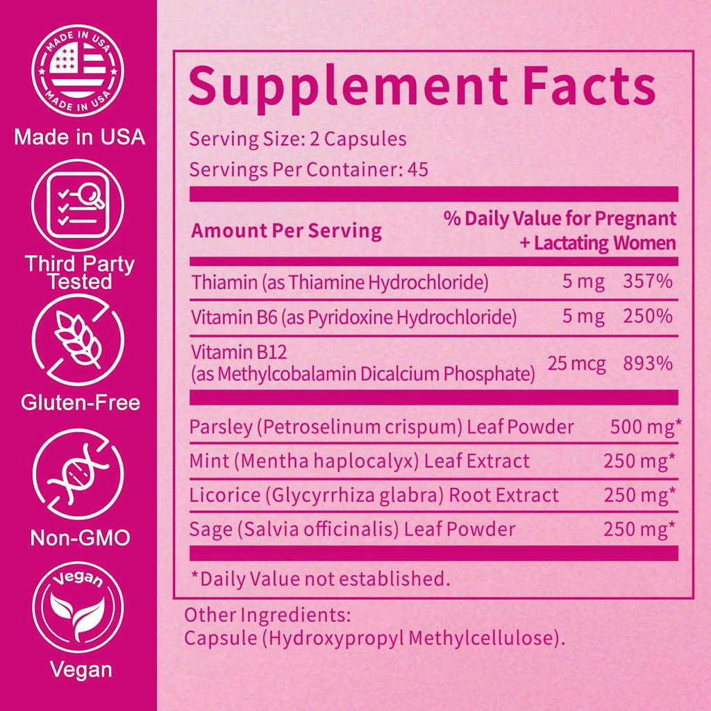 Dry up Breastmilk Fast, Dry up Milk Supply, Stop Breastfeeding Products for Women, Stopper Pumping & No Engorgement, Fast Milk Flow Reduction, 90 Capsules