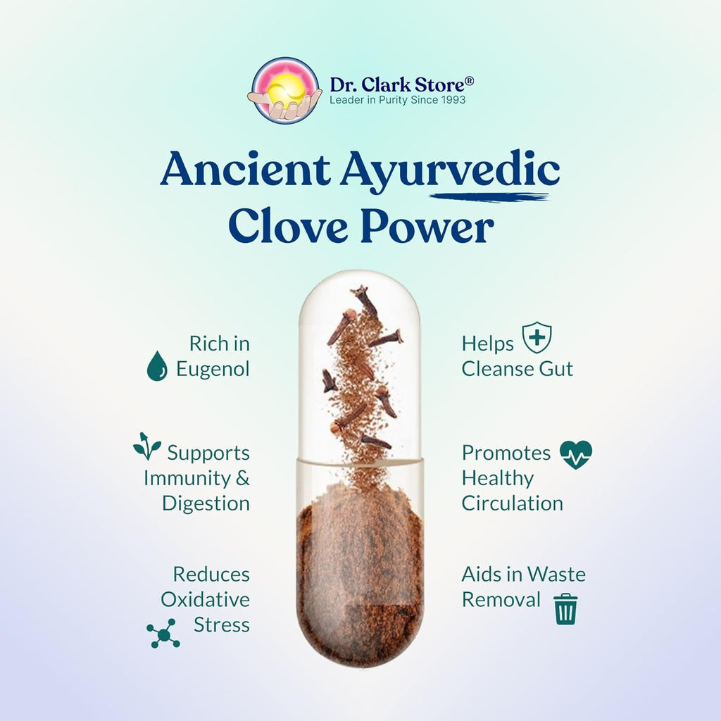 Dr Clark Store Cloves Supplement 500Mg for Digestive Comfort and Balanced Internal Cleansing Support, 100 Gelatin Capsules for a 100-Day Supply of Pure Botanical Wellness, Non-Gmo and Gluten Free