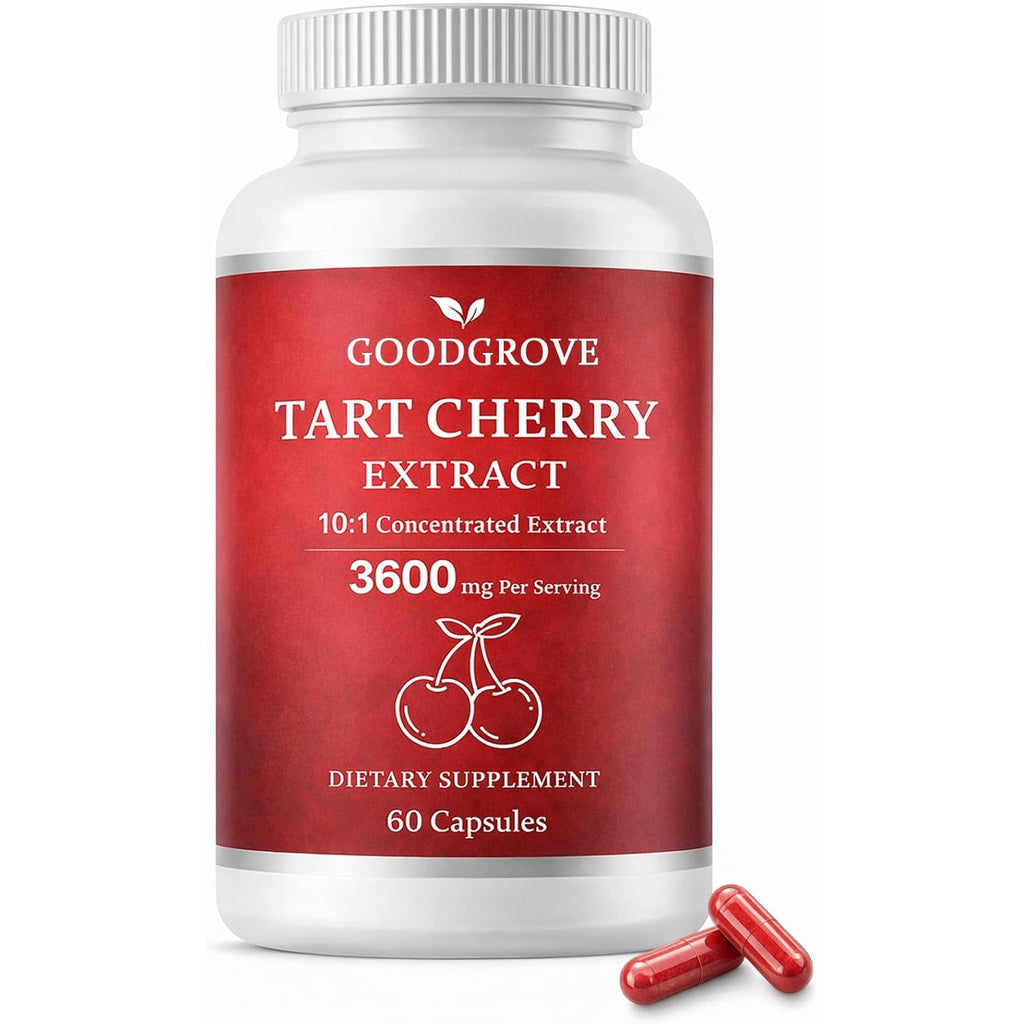 Good Grove Tart Cherry Extract Capsules, Tart Cherry Extract 3600 Mg 10:1, Vegan Non-Gmo Dietary Supplement, 60 Capsules