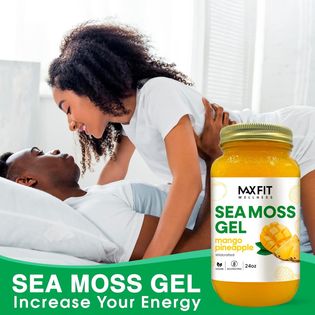 MAX FIT Sea Moss Gel Raw (12 Flavors) 24Oz Wildсrafted Gold Sea Moss Gel from Saint Lucia | 92 Vitamins and Minerals | Pure Raw+Non-Gmo | Vegan Superfood