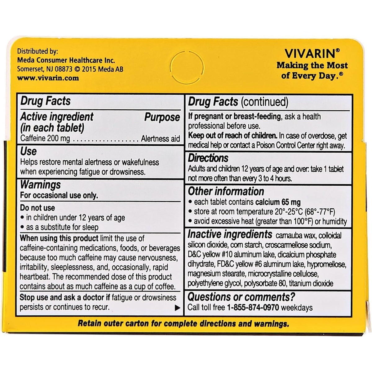 Vivarin Brand Alertness Aid, 40 Tablets (Pack of 4)