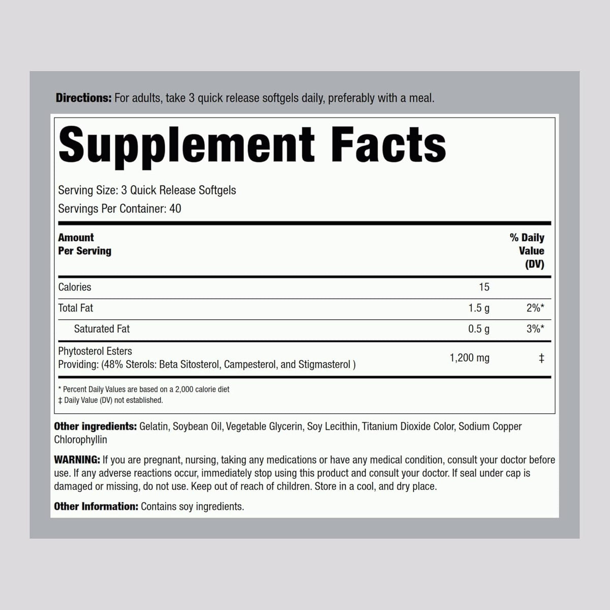Piping Rock Plant Sterols Supplement | 1200 Mg | 120 Softgels | with Beta Sitosterol | Phytosterol Complex | Non-Gmo, Gluten Free