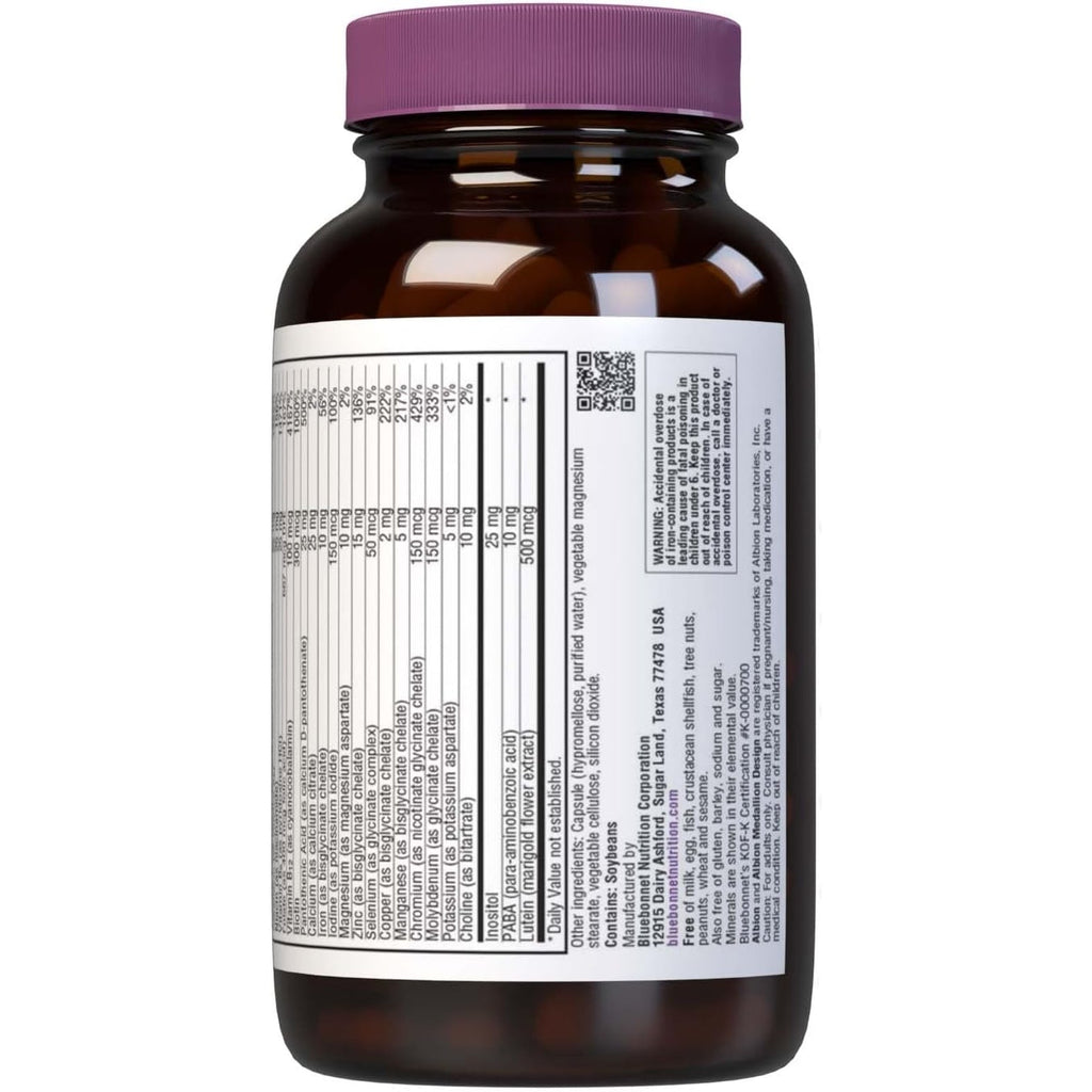 Bluebonnet Nutrition Multi One (With Iron) Vegetable Capsules, Complete Full Spectrum Multiple Vitamin Supplement, B Vitamins, Gluten & Milk Free, Kosher, 4 Month Supply, 120 Count