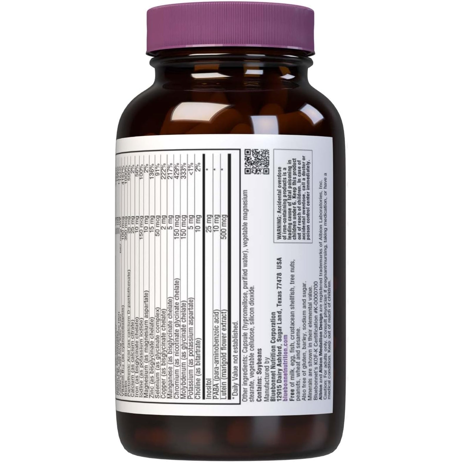 Bluebonnet Nutrition Multi One (With Iron) Vegetable Capsules, Complete Full Spectrum Multiple Vitamin Supplement, B Vitamins, Gluten & Milk Free, Kosher, 4 Month Supply, 120 Count
