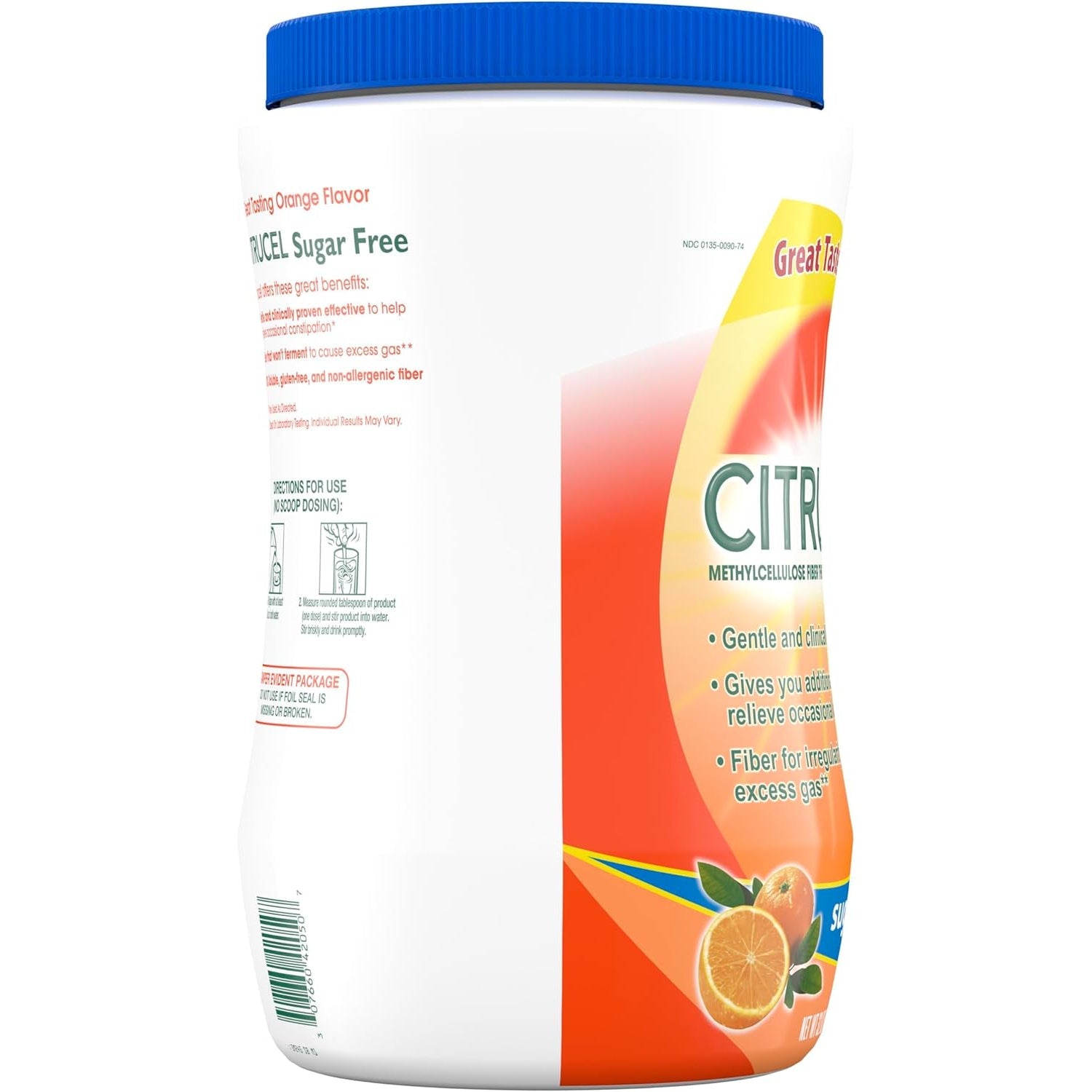 CITRUCEL Sugar Free Fiber Powder for Occasional Constipation Relief, Methylcellulose Fiber Powder, Orange Flavor - 32 Ounces