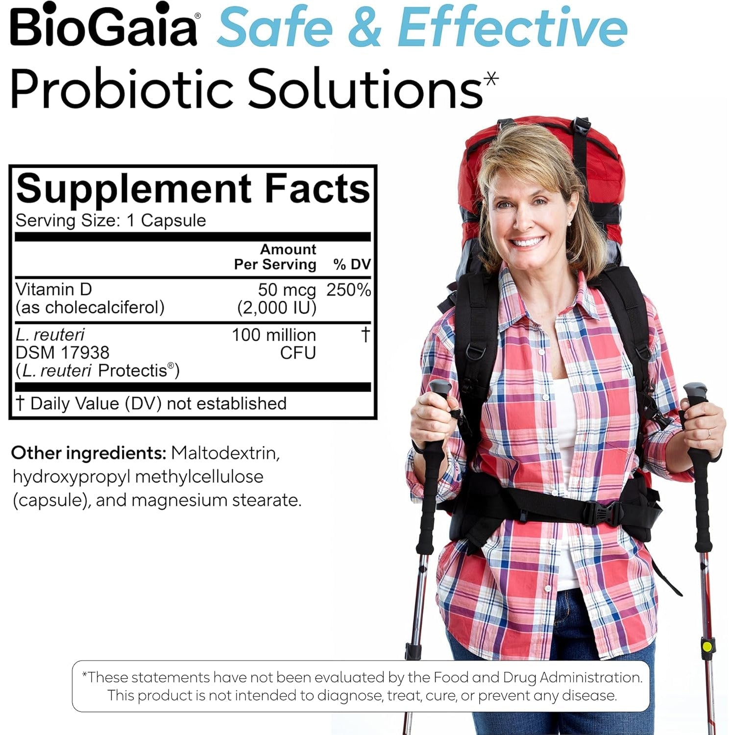 Biogaia Protectis Immune Active Probiotic | Probiotic + Vitamin D | Supports Immune, Digestive and Overall Health | Probiotics for Men & Women | Capsules | 60 Day Supply