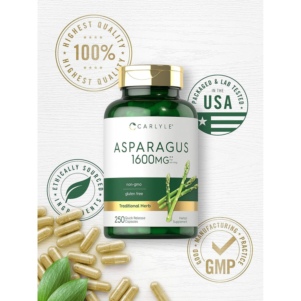 Carlyle Asparagus Supplement | 250 Powder Capsules | Non-Gmo and Gluten Free Formula | High Potency Traditional Herb Extract