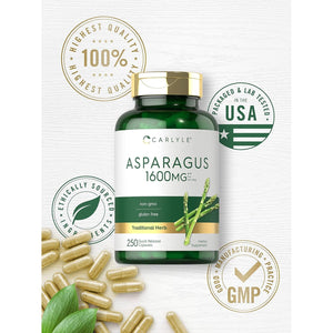 Carlyle Asparagus Supplement | 250 Powder Capsules | Non-Gmo and Gluten Free Formula | High Potency Traditional Herb Extract
