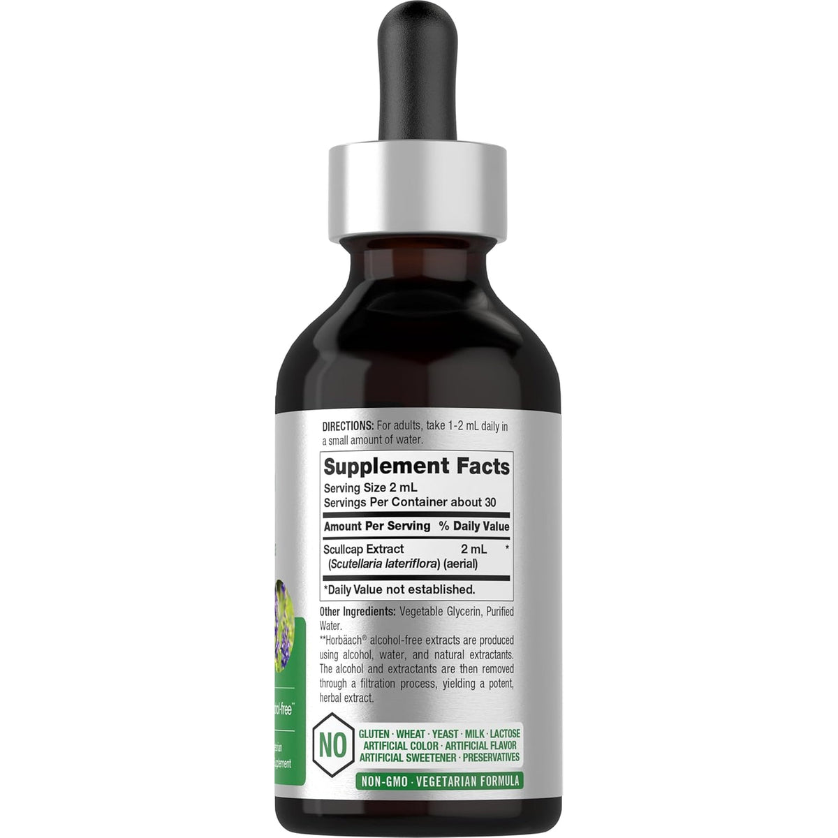 Horbaach Scullcap Herb Tincture | 2 Fl Oz | Liquid Extract Drops | Scutellaria Lateriflora | Alcohol Free, Vegetarian | Super Concentrated Supplement | Non-Gmo & Gluten Free