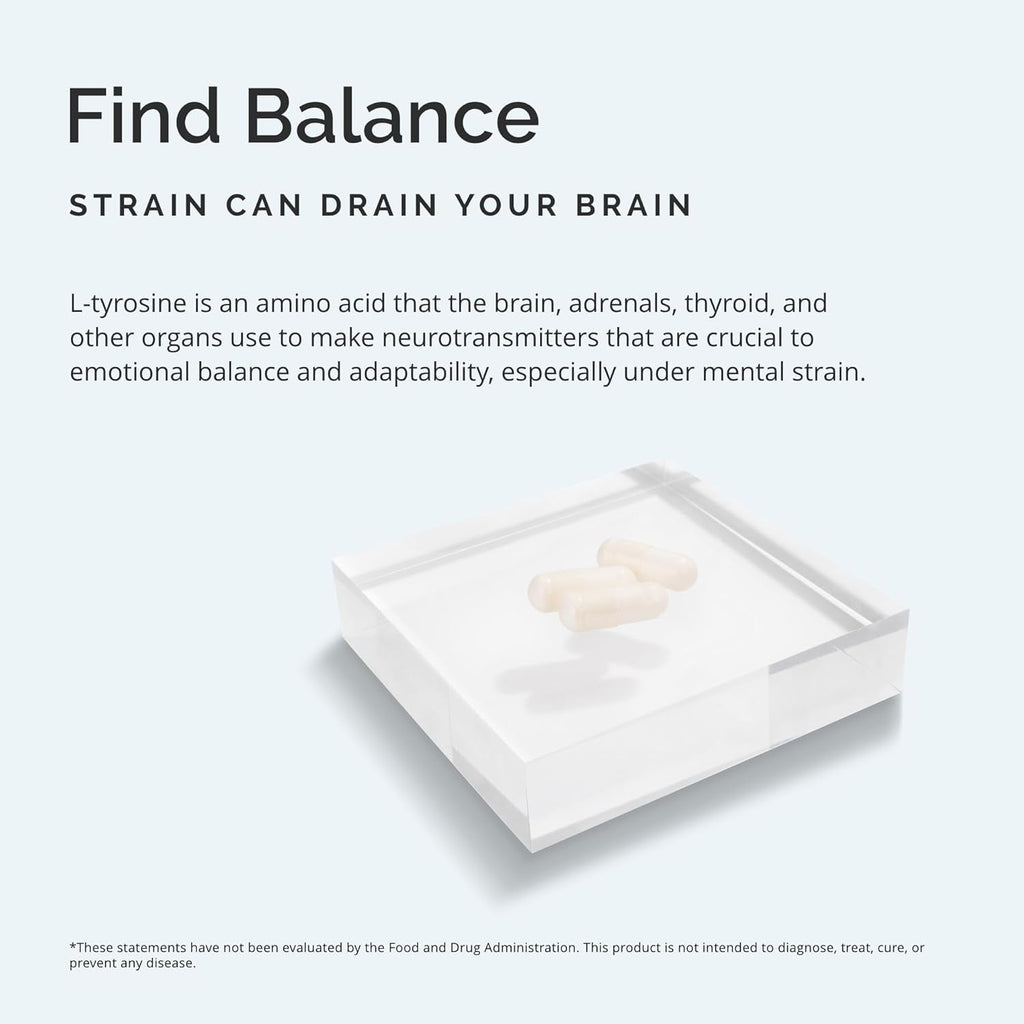 BRAINMD Dr Amen Tyrosine - 120 Capsules - Promotes Mental Focus, Clarity & Alertness - Gluten Free - 60 Servings