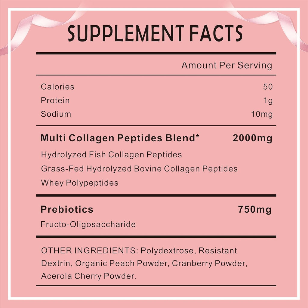 Multi Collagen Peptides Powder for Women and Men - Type I, II, III, V, X - Hydrolyzed Collagen Peptides, Supports Skin Hair Nail & Joint, Grass-Fed, Non-Gmo, 30 Packets