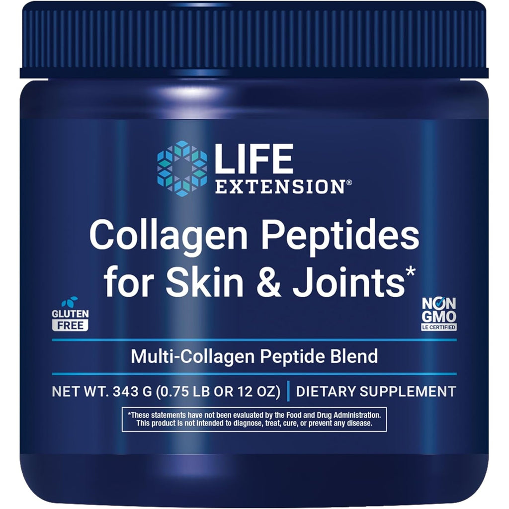 Life Extension Collagen Peptides for Skin & Joints, Collagen Types I, II & III in an Easy-Mix Powder, Gluten Free, Non-Gmo, Net Weight 343 Grams