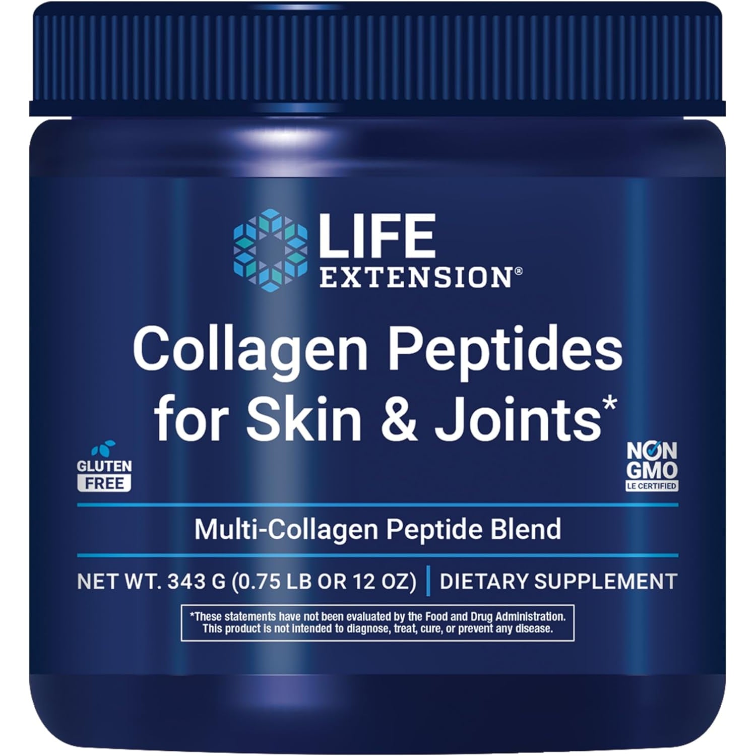 Life Extension Collagen Peptides for Skin & Joints, Collagen Types I, II & III in an Easy-Mix Powder, Gluten Free, Non-Gmo, Net Weight 343 Grams