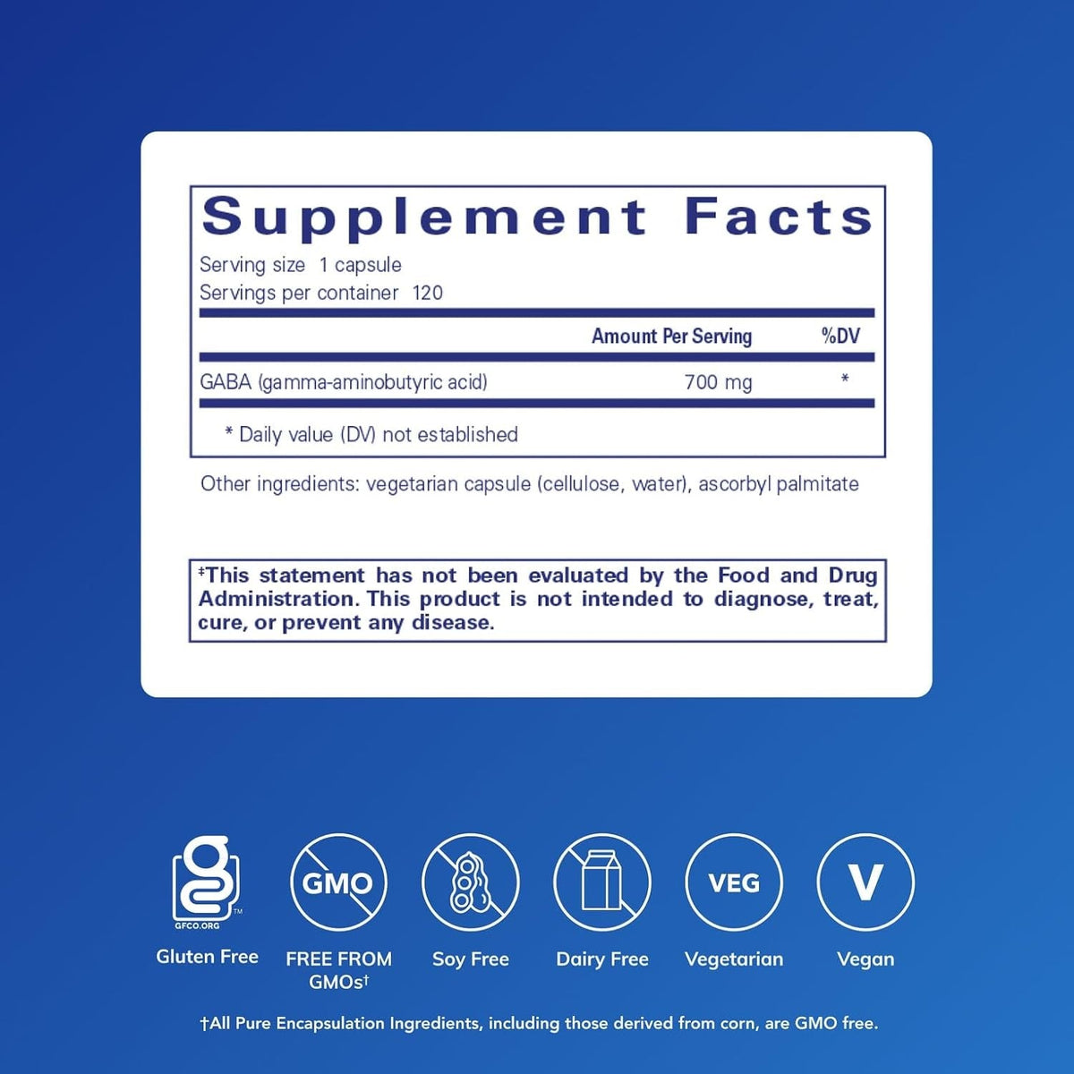 Pure Encapsulations GABA - Supplement to Support Relaxation & Moderation of Occasional Stress - with Premium GABA Amino Acids - 120 Capsules