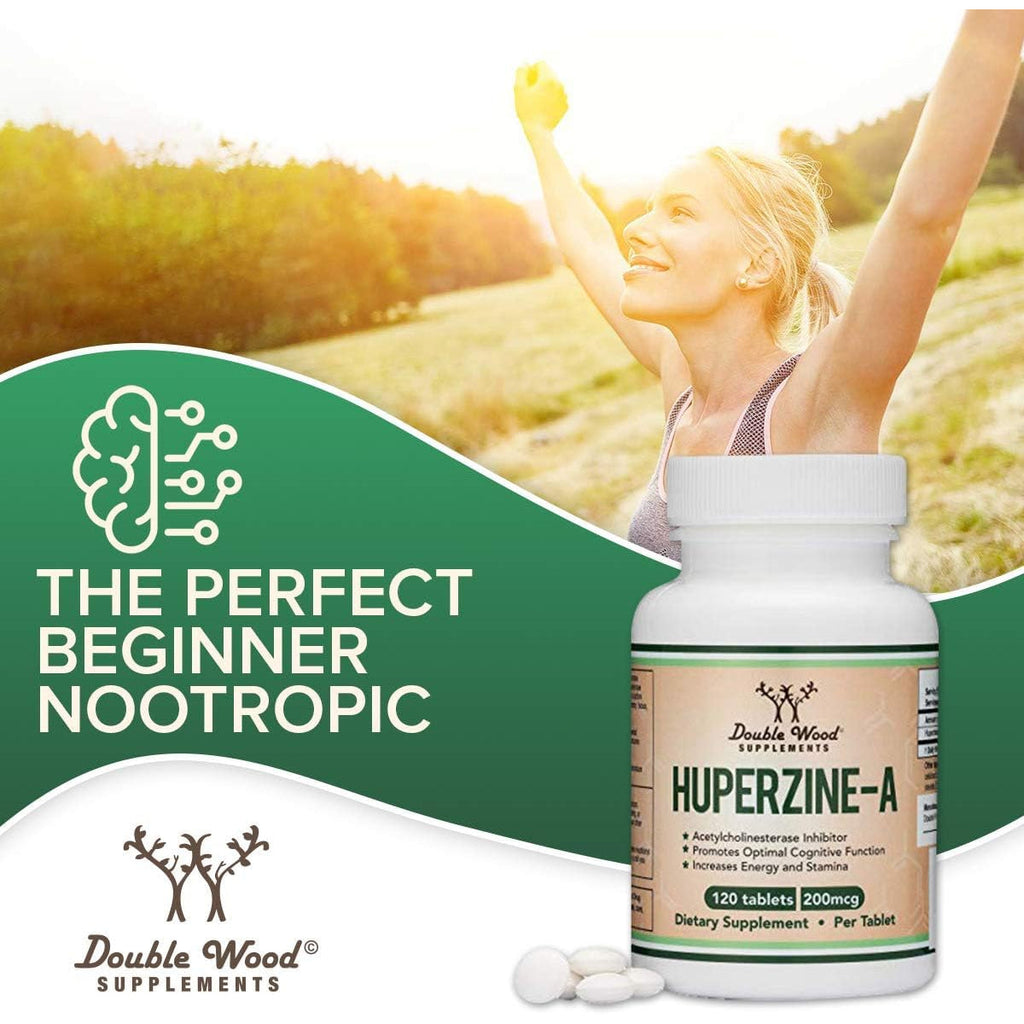 Huperzine a 200Mcg (Third Party Tested) 120 Tablets, Brain Supplement to Promote Acetylcholine (Acetylcholinesterase Inhibitor) - Supports Memory and Focus by Double Wood