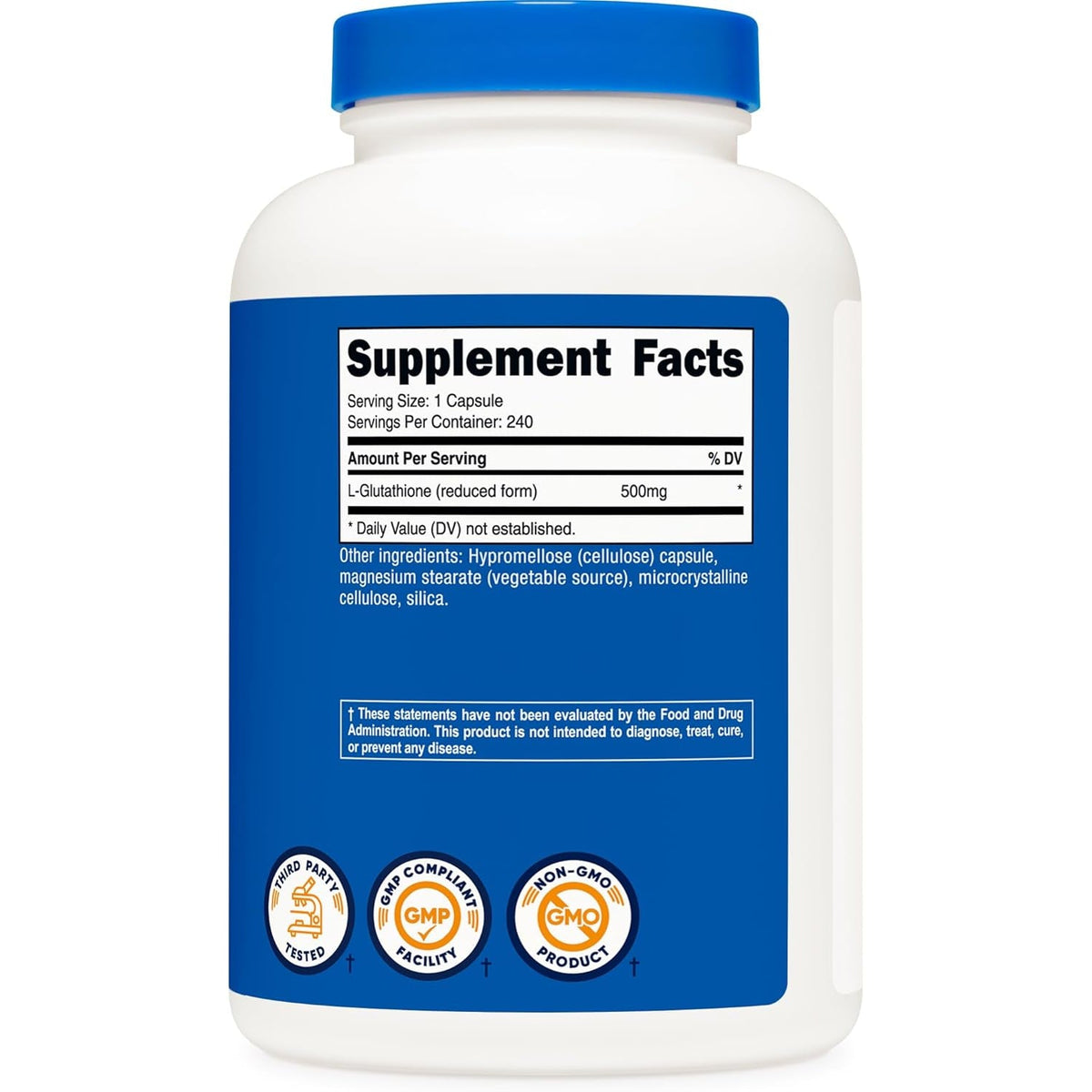 Nutricost Glutathione Capsules 500Mg, 240 Capsules - Gluten Free, GMO Free