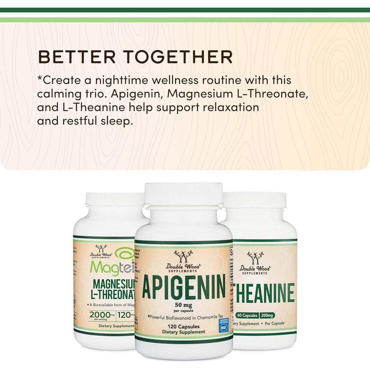 Apigenin Supplement - 50Mg per Capsule, 120 Count (Powerful Bioflavonoid Found in Chamomile Tea for Relaxation, Sleep, and Mood) Senolytic Flavonols for Aging (Gluten Free) by Double Wood
