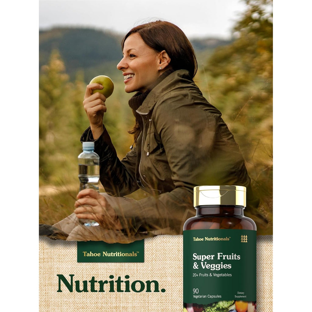 Tahoe Nutritionals Super Fruits and Veggies Capsules | 90 Count | Vegetarian, Non-Gmo and Gluten Free Supplement