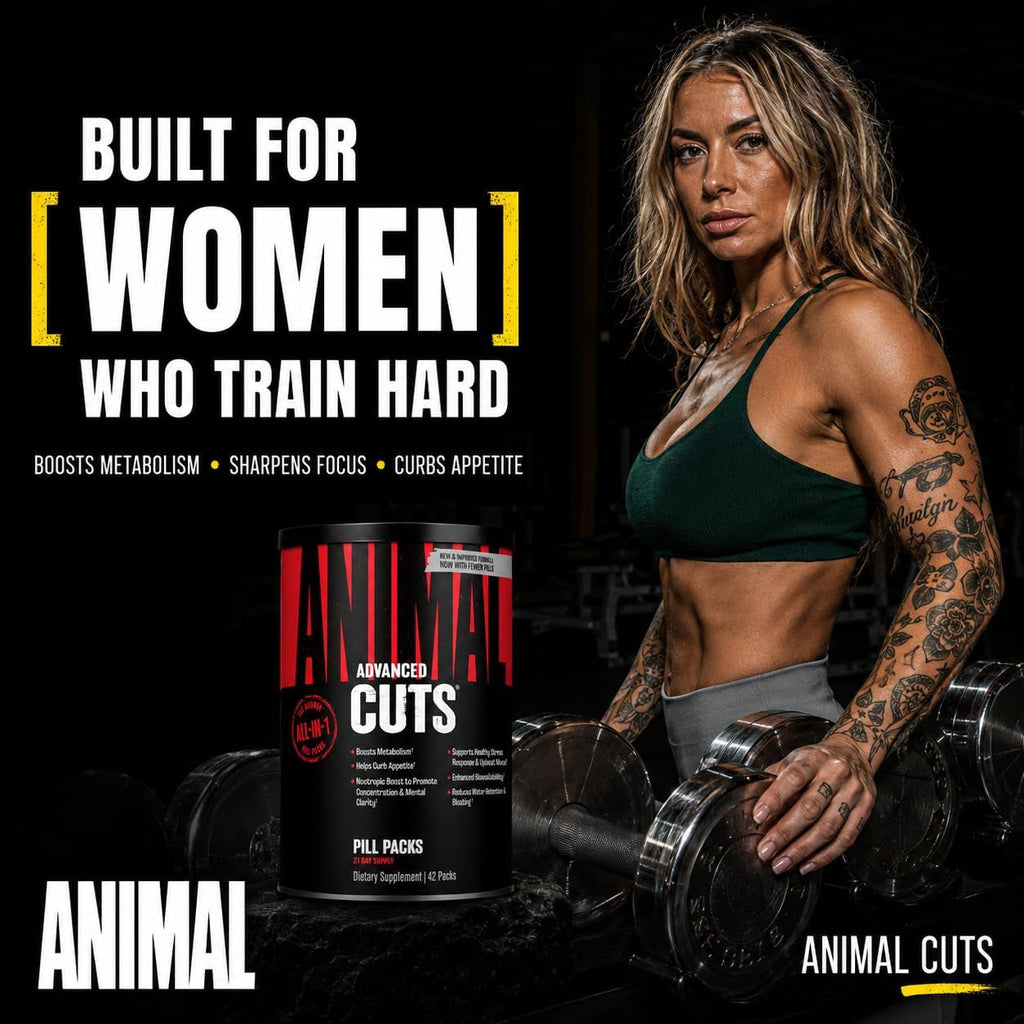 Animal Cuts All-In-1 Thermogenic Fat Burner - 17-Ingredient Cutting Stack with Removable Stim Pill, for Men & Women Athletes - Boosts Metabolism, Curbs Appetite, Sharpens Focus, 42 Pill Packs