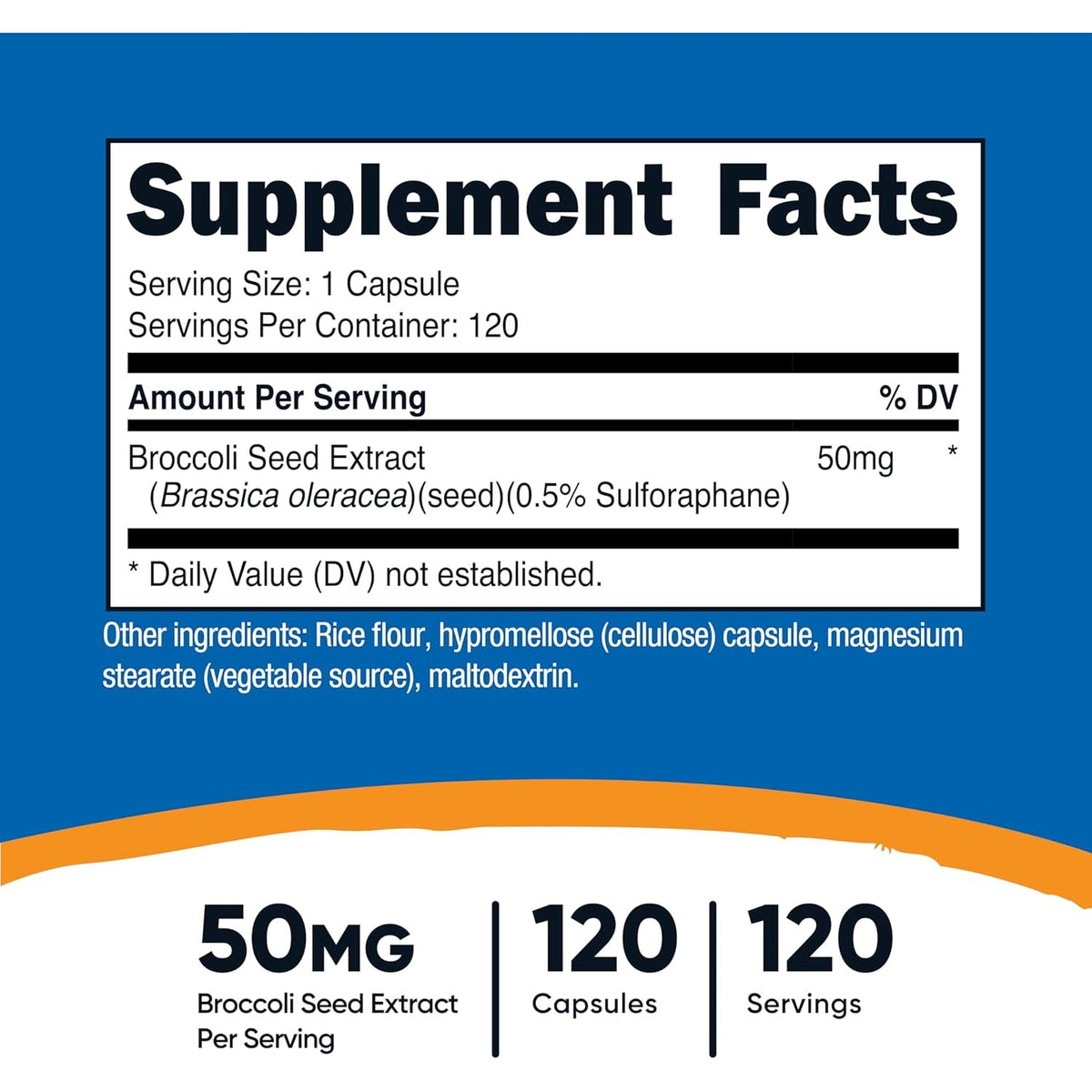 Nutricost Sulforaphane Glucosinolate (SGS) (120 Capsules) - 50 Mg Broccoli Seed Extract per Serving