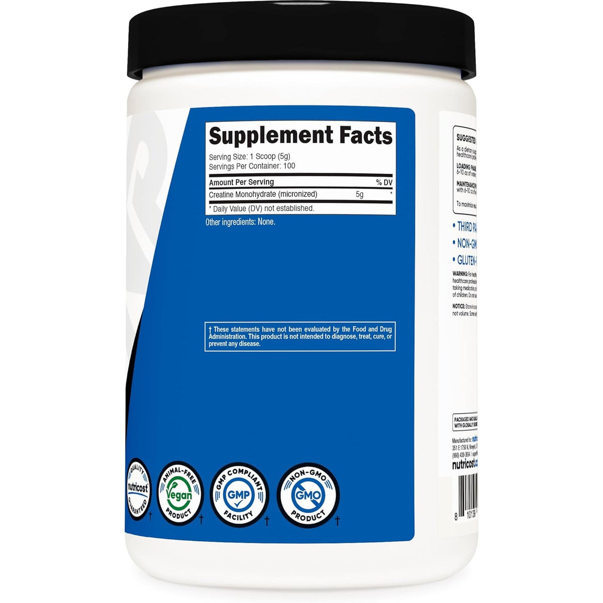 Nutricost Creatine Monohydrate Micronized Powder 500G, 5000Mg per Serv (5G) - 100 Servings, 17.9 Oz